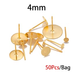 50/100Pcs/lot 3-12mm Metal Stainless Steel Flat Post Back Blank Earring Stud Base For DIY Jewelry Making Findings Accessories