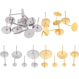 50/100Pcs/lot 3-12mm Metal Stainless Steel Flat Post Back Blank Earring Stud Base For DIY Jewelry Making Findings Accessories