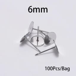 50/100Pcs/lot 3-12mm Metal Stainless Steel Flat Post Back Blank Earring Stud Base For DIY Jewelry Making Findings Accessories