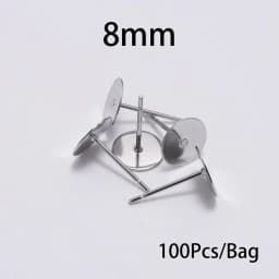 50/100Pcs/lot 3-12mm Metal Stainless Steel Flat Post Back Blank Earring Stud Base For DIY Jewelry Making Findings Accessories