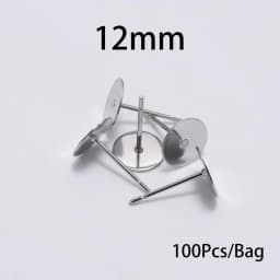 50/100Pcs/lot 3-12mm Metal Stainless Steel Flat Post Back Blank Earring Stud Base For DIY Jewelry Making Findings Accessories