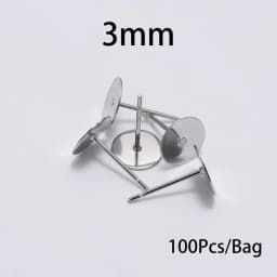 50/100Pcs/lot 3-12mm Metal Stainless Steel Flat Post Back Blank Earring Stud Base For DIY Jewelry Making Findings Accessories