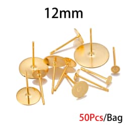 50/100Pcs/lot 3-12mm Metal Stainless Steel Flat Post Back Blank Earring Stud Base For DIY Jewelry Making Findings Accessories