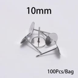 50/100Pcs/lot 3-12mm Metal Stainless Steel Flat Post Back Blank Earring Stud Base For DIY Jewelry Making Findings Accessories