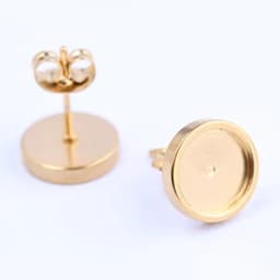 10pcs Rose Gold Black Stainless Steel Post Stud Earring Base Settings 6mm 8mm 10mm Dia Blank Cabochon Bezel Findings