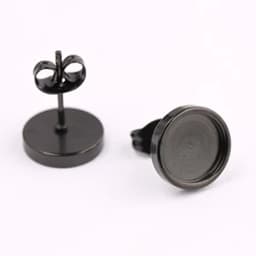 10pcs Rose Gold Black Stainless Steel Post Stud Earring Base Settings 6mm 8mm 10mm Dia Blank Cabochon Bezel Findings