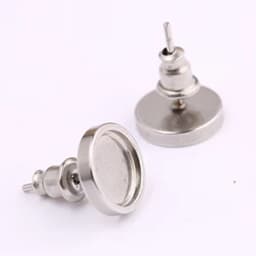 10pcs Rose Gold Black Stainless Steel Post Stud Earring Base Settings 6mm 8mm 10mm Dia Blank Cabochon Bezel Findings