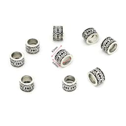20pcs Tibetan Antique Silver Loose Spacer Beads Charms Metal Big Hole Beads for Jewelry Bracelet Making Accessories DIY Craft