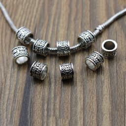 20pcs Tibetan Antique Silver Loose Spacer Beads Charms Metal Big Hole Beads for Jewelry Bracelet Making Accessories DIY Craft