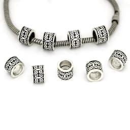 20pcs Tibetan Antique Silver Loose Spacer Beads Charms Metal Big Hole Beads for Jewelry Bracelet Making Accessories DIY Craft