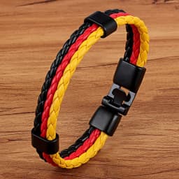 TYO Stainless Steel Men Women Spain Germany France Italy Argentina National Flag PU Leather Bracelets Handmade Jewelry