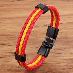 TYO Stainless Steel Men Women Spain Germany France Italy Argentina National Flag PU Leather Bracelets Handmade Jewelry