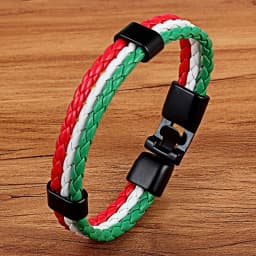 TYO Stainless Steel Men Women Spain Germany France Italy Argentina National Flag PU Leather Bracelets Handmade Jewelry