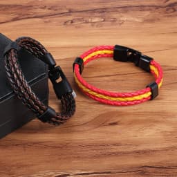 TYO Stainless Steel Men Women Spain Germany France Italy Argentina National Flag PU Leather Bracelets Handmade Jewelry