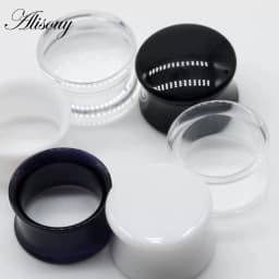 2pcs White Black Transparent Acrylic Ear Tunnel Plug Ear Gauges Piercing Double Curved Saddle Expander Stretcher Body Jewelry