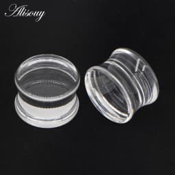 2pcs White Black Transparent Acrylic Ear Tunnel Plug Ear Gauges Piercing Double Curved Saddle Expander Stretcher Body Jewelry