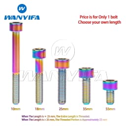 Wanyifa Titanium Bolts M6x 10 15 16 18 20 25 30 35 40 45 50 55 60 65mm Allen Hex Head Screw Fit Headset Cap Mountain Road Bike
