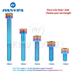 Wanyifa Titanium Bolts M6x 10 15 16 18 20 25 30 35 40 45 50 55 60 65mm Allen Hex Head Screw Fit Headset Cap Mountain Road Bike