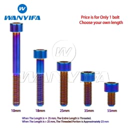 Wanyifa Titanium Bolts M6x 10 15 16 18 20 25 30 35 40 45 50 55 60 65mm Allen Hex Head Screw Fit Headset Cap Mountain Road Bike