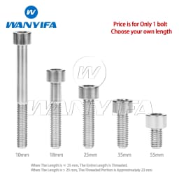 Wanyifa Titanium Bolts M6x 10 15 16 18 20 25 30 35 40 45 50 55 60 65mm Allen Hex Head Screw Fit Headset Cap Mountain Road Bike
