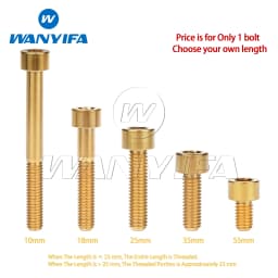 Wanyifa Titanium Bolts M6x 10 15 16 18 20 25 30 35 40 45 50 55 60 65mm Allen Hex Head Screw Fit Headset Cap Mountain Road Bike
