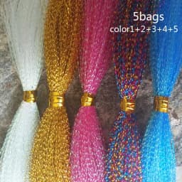 5Packs/ Fishing Tying Crystal  Twisted Flashabou Holographic Tinsel Fly Flash for Jig Hook Lure Making Material