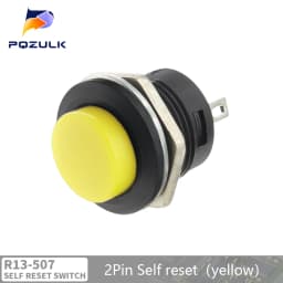 6PCS Momentary Push Button Switch 16mm Momentary 6A/125VAC 3A/250VAC Round Switches R13-507 BLACK RED GREEN WHITE BLUE YELLOW