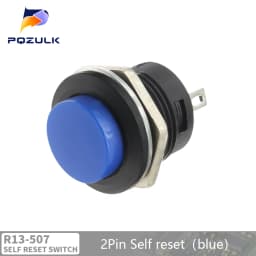 6PCS Momentary Push Button Switch 16mm Momentary 6A/125VAC 3A/250VAC Round Switches R13-507 BLACK RED GREEN WHITE BLUE YELLOW