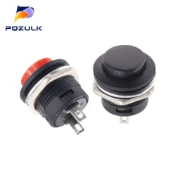 6PCS Momentary Push Button Switch 16mm Momentary 6A/125VAC 3A/250VAC Round Switches R13-507 BLACK RED GREEN WHITE BLUE YELLOW