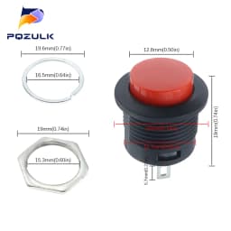 6PCS Momentary Push Button Switch 16mm Momentary 6A/125VAC 3A/250VAC Round Switches R13-507 BLACK RED GREEN WHITE BLUE YELLOW