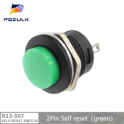 6PCS Momentary Push Button Switch 16mm Momentary 6A/125VAC 3A/250VAC Round Switches R13-507 BLACK RED GREEN WHITE BLUE YELLOW