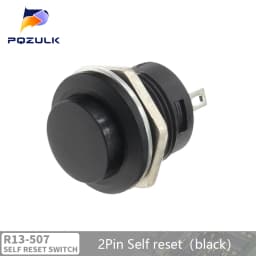 6PCS Momentary Push Button Switch 16mm Momentary 6A/125VAC 3A/250VAC Round Switches R13-507 BLACK RED GREEN WHITE BLUE YELLOW