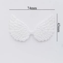 20Pcs 74*43mm White Angel Wing Appliques Single Sided Glitter Powders Fairy Wing Patches DIY Headwear Bowknot Bow Tie Decor