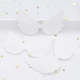 20Pcs 74*43mm White Angel Wing Appliques Single Sided Glitter Powders Fairy Wing Patches DIY Headwear Bowknot Bow Tie Decor