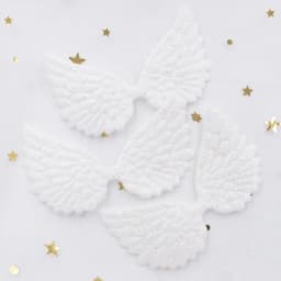 20Pcs 74*43mm White Angel Wing Appliques Single Sided Glitter Powders Fairy Wing Patches DIY Headwear Bowknot Bow Tie Decor