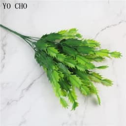 YO CHO Artificial Plastic Plants for Home Garden Decoration Fern Grass Wedding Wall Outdoor Decor Green Leaf Artificial Flowers