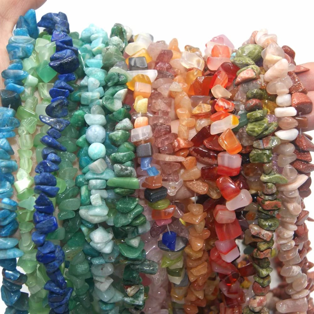 Natural Stone 5-8MM Irregular Shape Freeform Chip Bead Pink Quartz Amethysts Agates Lapis Lazuli For Jewelry Making DIY Bracelet