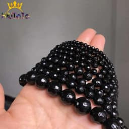 Natural Faceted Black Agates Onyx Stone Beads Round Loose Spacer Beads For Jewelry Making DIY Bracelet 15'' Strand 4/6/8/10/12mm