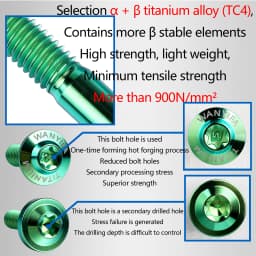 Wanyifa Titanium Bolts M8x 15 20 25 30 35 40 45 50 60 70mm Allen Key Taper Head Screw for Bicycle Motorcycle Car Ti Fastener