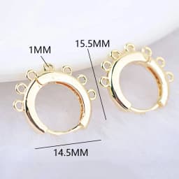 (2258)6PCS 20x12.5MM Hole 2MM 24K Gold Color Brass Stud Pins Earrings Clasps High Quality DIY Jewelry Making Findings