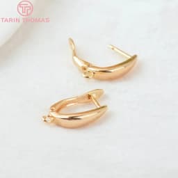 (2258)6PCS 20x12.5MM Hole 2MM 24K Gold Color Brass Stud Pins Earrings Clasps High Quality DIY Jewelry Making Findings