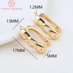 (2258)6PCS 20x12.5MM Hole 2MM 24K Gold Color Brass Stud Pins Earrings Clasps High Quality DIY Jewelry Making Findings