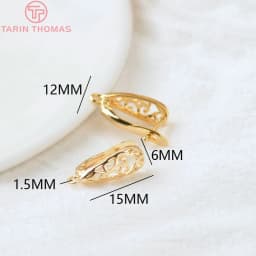 (2258)6PCS 20x12.5MM Hole 2MM 24K Gold Color Brass Stud Pins Earrings Clasps High Quality DIY Jewelry Making Findings