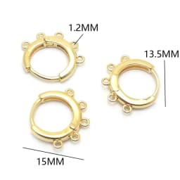 (2258)6PCS 20x12.5MM Hole 2MM 24K Gold Color Brass Stud Pins Earrings Clasps High Quality DIY Jewelry Making Findings