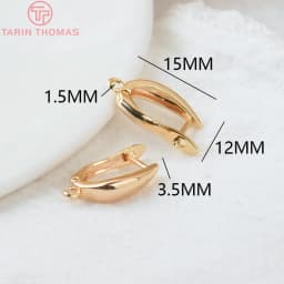 (2258)6PCS 20x12.5MM Hole 2MM 24K Gold Color Brass Stud Pins Earrings Clasps High Quality DIY Jewelry Making Findings