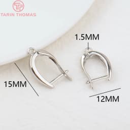 (2258)6PCS 20x12.5MM Hole 2MM 24K Gold Color Brass Stud Pins Earrings Clasps High Quality DIY Jewelry Making Findings