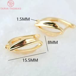 (2258)6PCS 20x12.5MM Hole 2MM 24K Gold Color Brass Stud Pins Earrings Clasps High Quality DIY Jewelry Making Findings