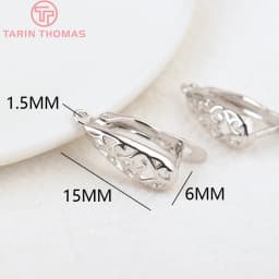 (2258)6PCS 20x12.5MM Hole 2MM 24K Gold Color Brass Stud Pins Earrings Clasps High Quality DIY Jewelry Making Findings