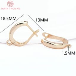 (2258)6PCS 20x12.5MM Hole 2MM 24K Gold Color Brass Stud Pins Earrings Clasps High Quality DIY Jewelry Making Findings
