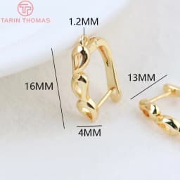 (2258)6PCS 20x12.5MM Hole 2MM 24K Gold Color Brass Stud Pins Earrings Clasps High Quality DIY Jewelry Making Findings